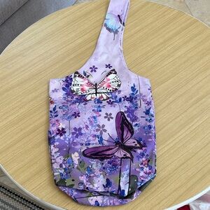 Yoga Matt Bag Purple Butterfly Print Women's Shoulder Bag